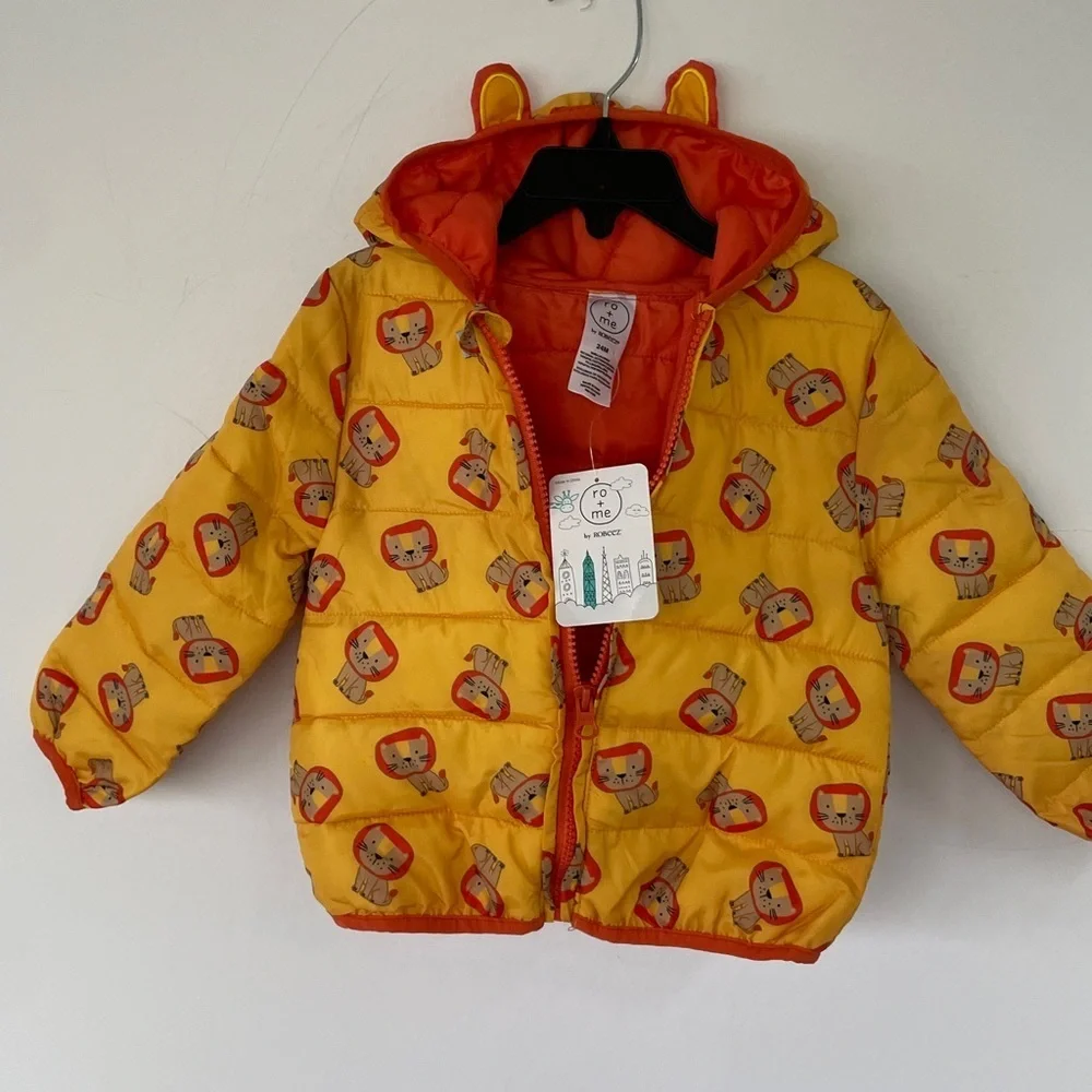 Robeez Ro + Me Yellow Orange Coat Jacket Lion Print Size 24 Months